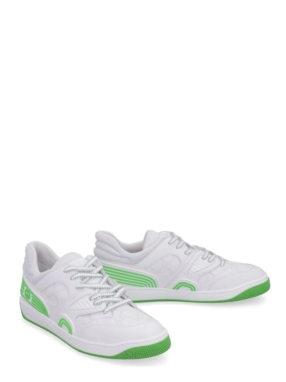 NEW Gucci Basket Low Top Sneakers Green White Sz 39.5 GG Logo